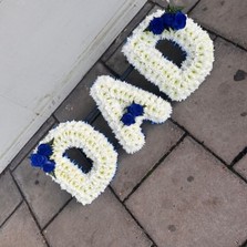 Blue, rose, letter, word, name, Funeral, sympathy, wreath, tribute, flowers, florist, gravesend, Northfleet, Kent, London, Essex 